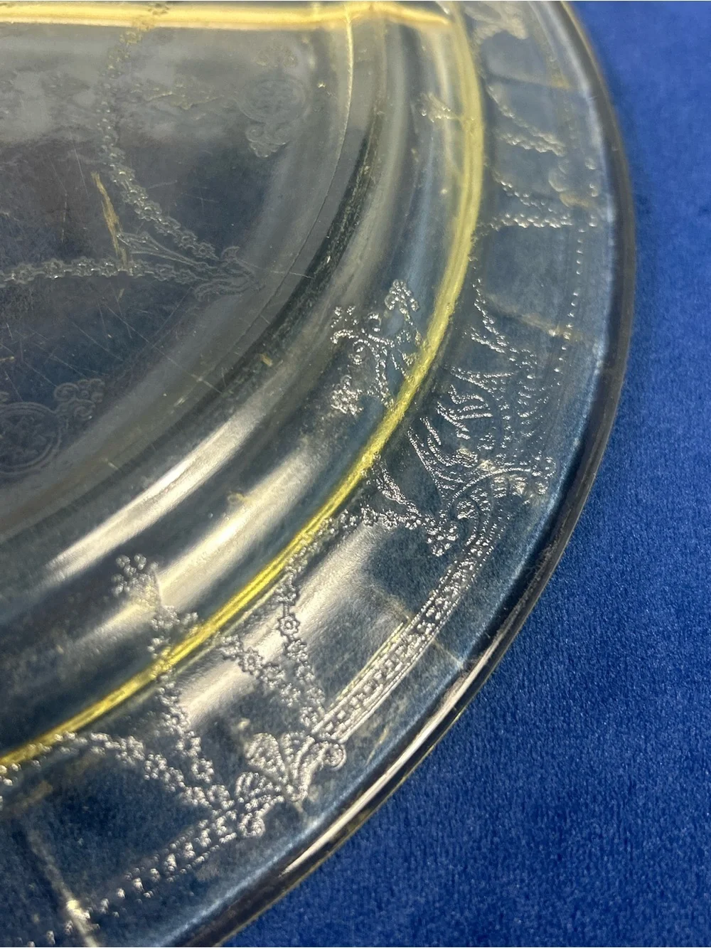 Clear Glass Divided Serving Plate - Yellow Tint
